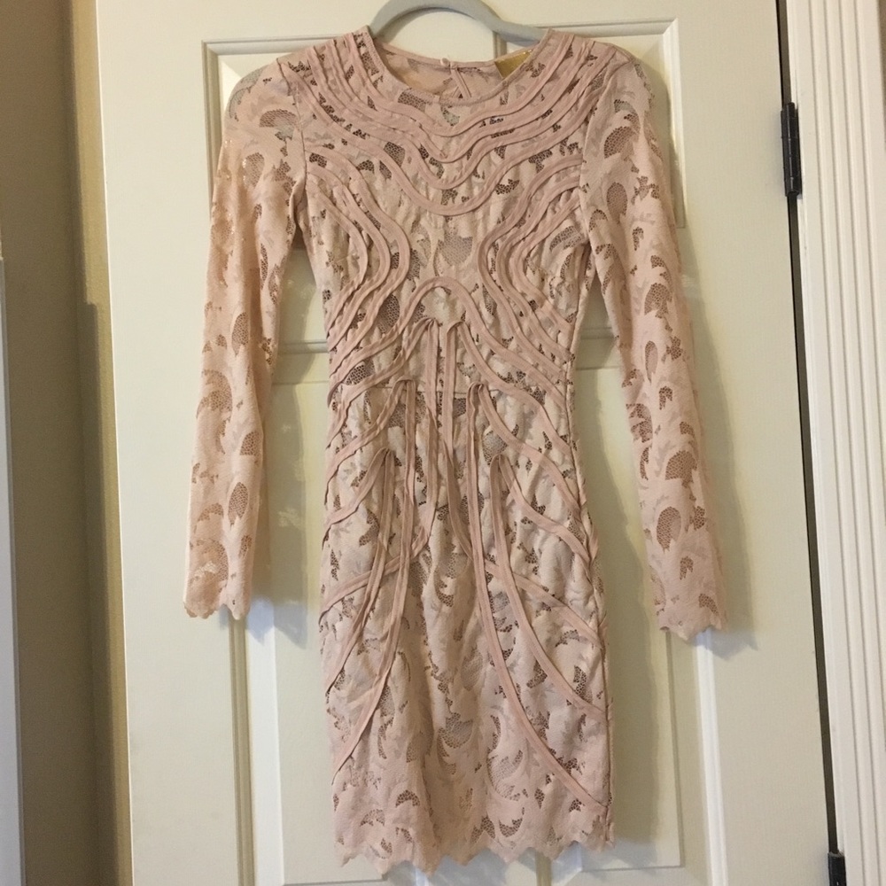 Pink lace dress with open back